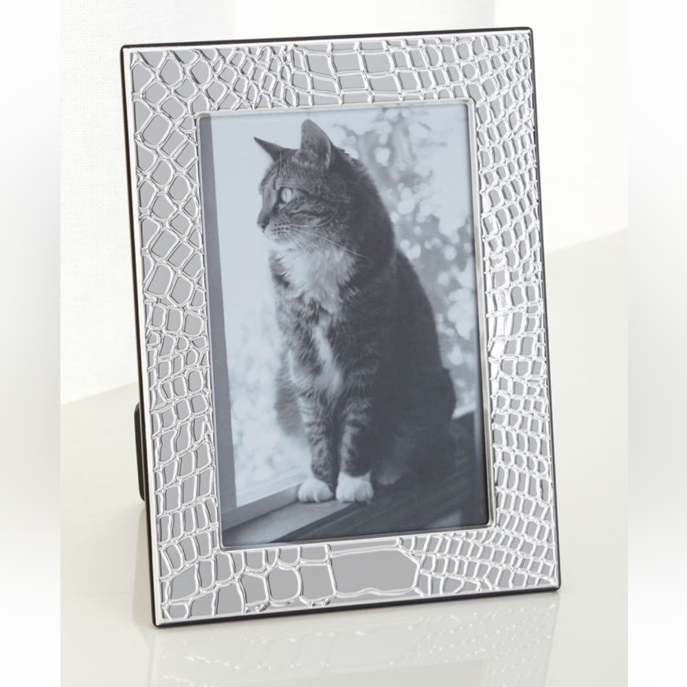 NIB SEALED Christofle Croc d’ Argent 8x6 piece frame for 4x6 photo